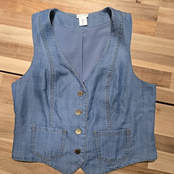 Sigrid Olsen Vintage Blue Denim Vest - Picture 6 of 10